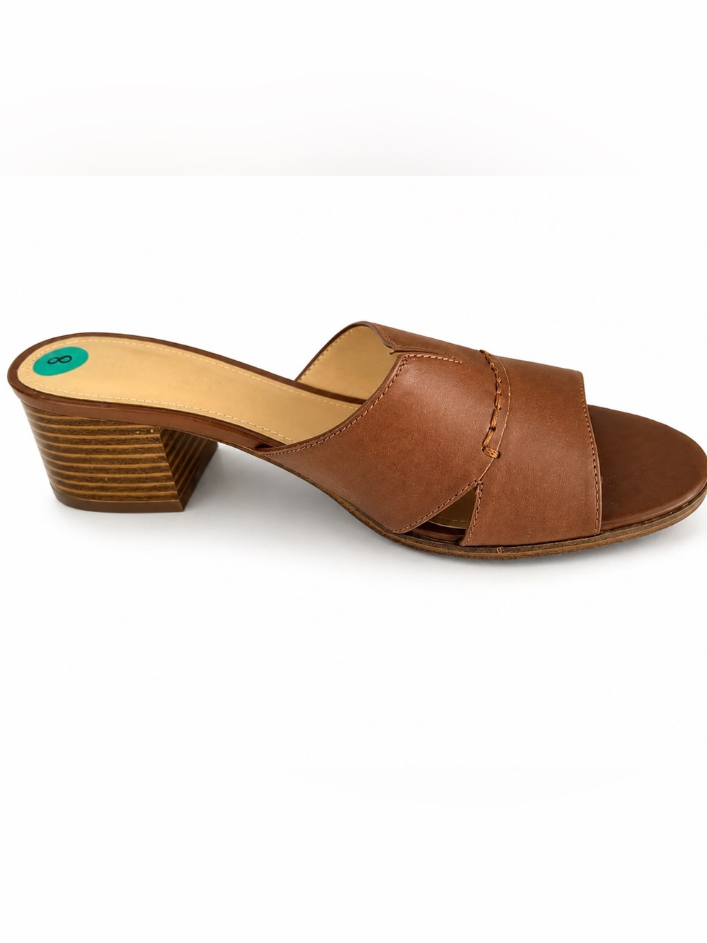 New Nine West ANDRE3-M Brown Block Heel Mule Sandals Size 8M